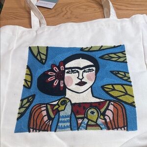 Embroidered Tote Bag with Colorful Design NWT